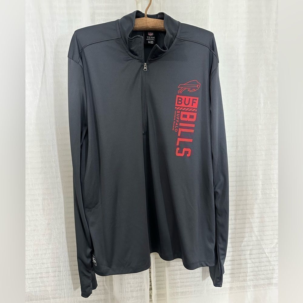NFL XXL Gray Red New Era Buffalo Bills Quarter Zip Long Sleeve Jersey Top